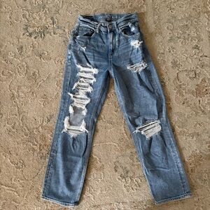 American Eagle Outfitters Light Blue Ripped Straight Jeans